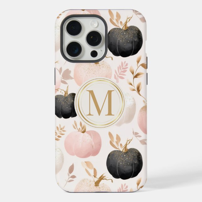 Modern Pumpkin Monogram – Personalised Initial  iPhone Case (Back)