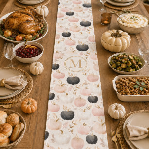 Modern Pumpkin Monogram – Personalised Initial Short Table Runner