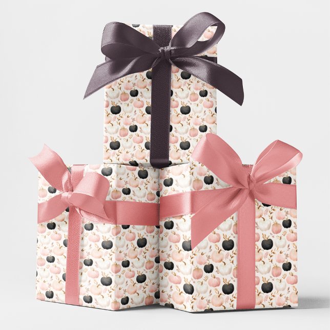 Modern Pumpkin Monogram – Personalised Initial Wrapping Paper (Creator Uploaded)