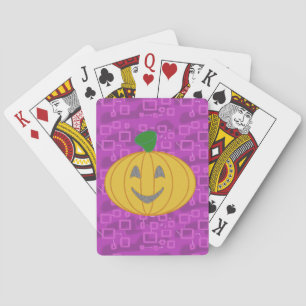 Modern Pumpkin on Purple Classic Playing Cards
