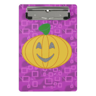 Modern Pumpkin on Purple Geometric Mini Clipboard