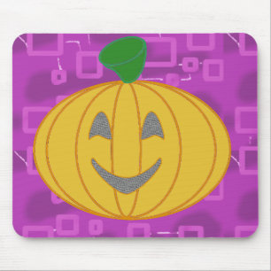 Modern Pumpkin on Purple Geometric Mouse Mat