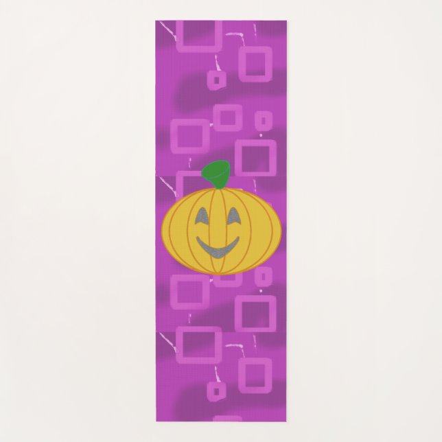 Modern Pumpkin on Purple Geometric Yoga Mat (Front)