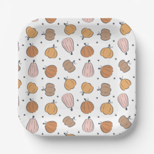 Modern Pumpkin Pattern - Paper Plates