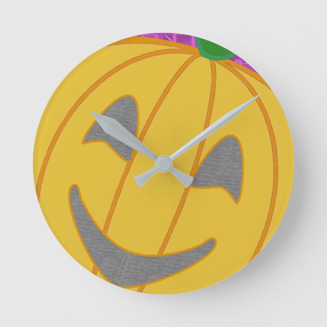 Modern Pumpkin Poker Chip Round Clock (Front)