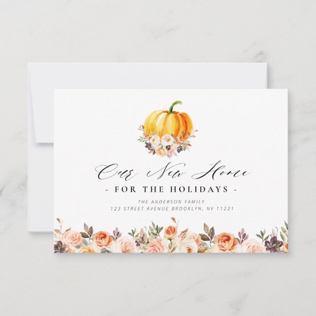 modern pumpkin thanksgiving moving announcement (Front)