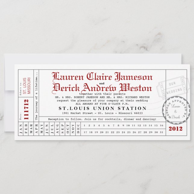 Modern Punch Card Tea Length Invitation (Front)
