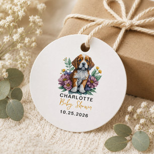 Modern Puppy Dog Terracotta Baby Shower Favour Tags
