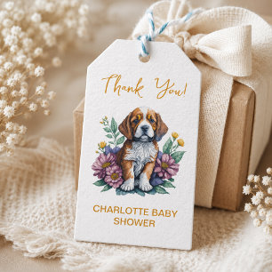 Modern Puppy Dog Terracotta Baby Shower Gift Tags