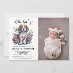 Modern Puppy Dog Terracotta Baby Shower Invitation