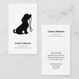 Modern Puppy & Dog Walking   Sitting Service Business Card