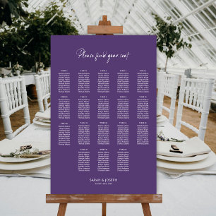 Modern Purple 18 Table Wedding Seating Chart