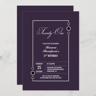 Modern Purple 21st Birthday Invitation