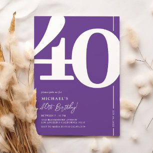 Modern Purple 40th Birthday Invitation