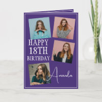 Modern Purple 4 Photo Collage 18th Birthday