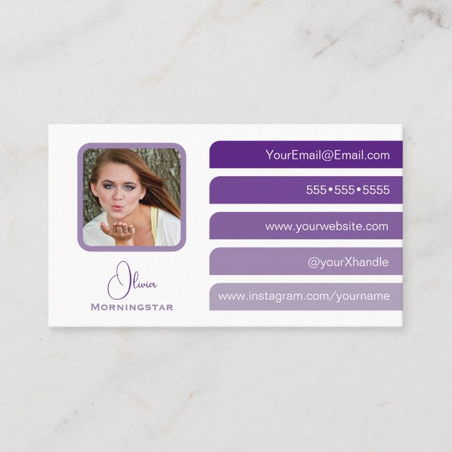 Modern Purple 5 Colour Tabs Social  Business Card (Front)
