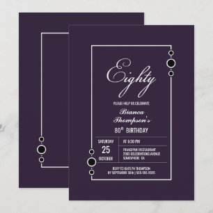 Modern Purple 80th Birthday Party Invitation