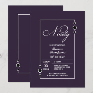 Modern Purple 90th Birthday Party Invitation