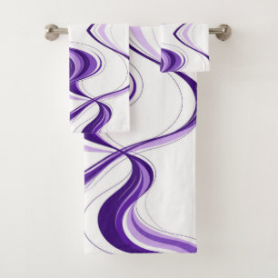Modern Purple Abstract Ribbon Swirls Summer Bath Towel Set