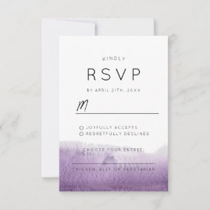 Modern Purple Abstract Watercolor Wedding Stylish RSVP Card