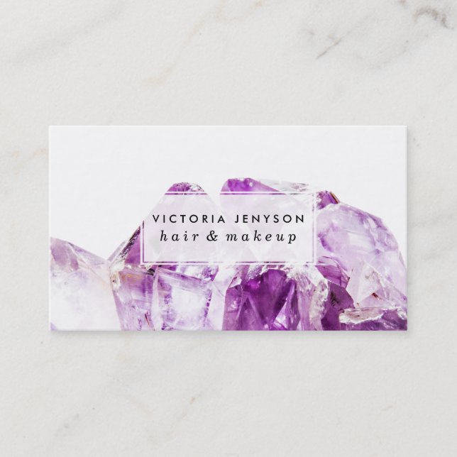 Modern purple agate amethyst stone business card (Front)