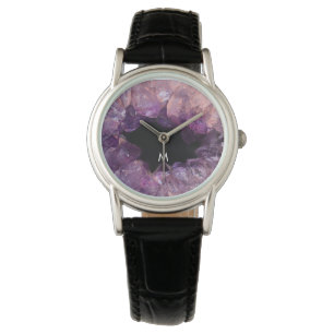 Modern purple amethyst pattern monogrammed watch