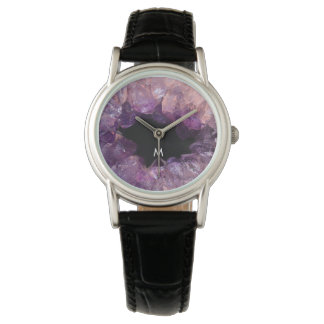 Modern purple amethyst pattern monogrammed watch