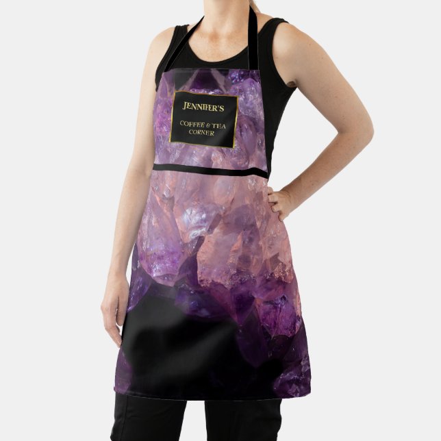 Modern purple amethyst professional monogram apron (Insitu)