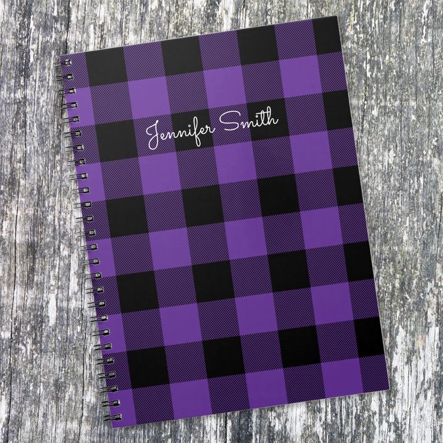 Modern Purple and Black Buffalo Check Notebook (Creator Uploaded)