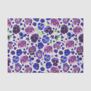 Modern Purple and Blue Pansies Festive Tissue Paper