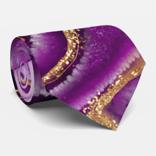 Modern Purple and Gold Agate Men's  Tie