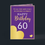 Modern Purple and Gold Husband 60th Birthday Card<br><div class="desc">Modern Purple and Gold Husband 60th Birthday, a nice and elegant design made for anyone looking for a classy birthday card for their husband's birthday. The design features a nice gold border with hearts, plus editable text that you can personalise. If you face any issues customising the template, feel free...</div>