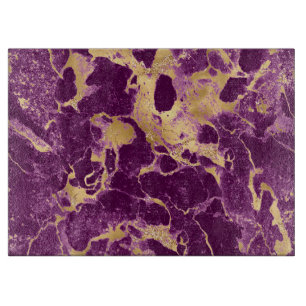 Modern Purple and Gold Marble Pattern Cutting Board