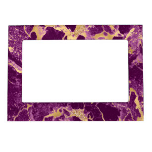Modern Purple and Gold Marble Pattern Magnetic Frame