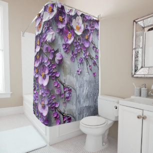 Modern Purple and Grey Shower Curtain