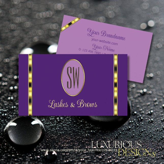 Modern Purple and Lilac with Monogram Professional Business Card (Creator Uploaded)