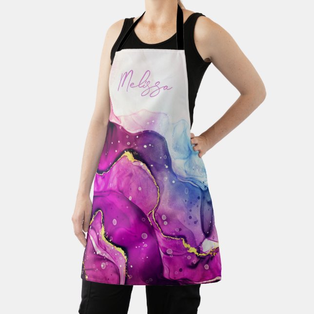 Modern Purple and Pink Watercolor Apron (Insitu)