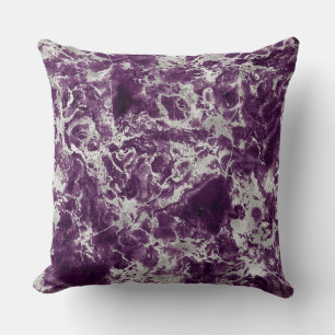 Modern Purple and Silver Marble Pattern Cushion