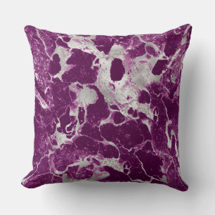 Modern Purple and Silver Marble Pattern Cushion