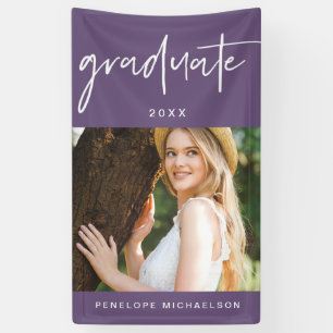 Modern Purple and White Graduate Script Photo Banner
