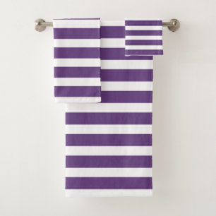 Modern Purple and White Stripes  Bath Towel Set