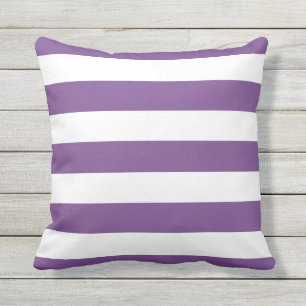 Modern Purple and White Stripes Cushion
