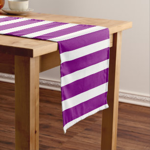 Modern Purple And White Stripes Pattern  Short Table Runner