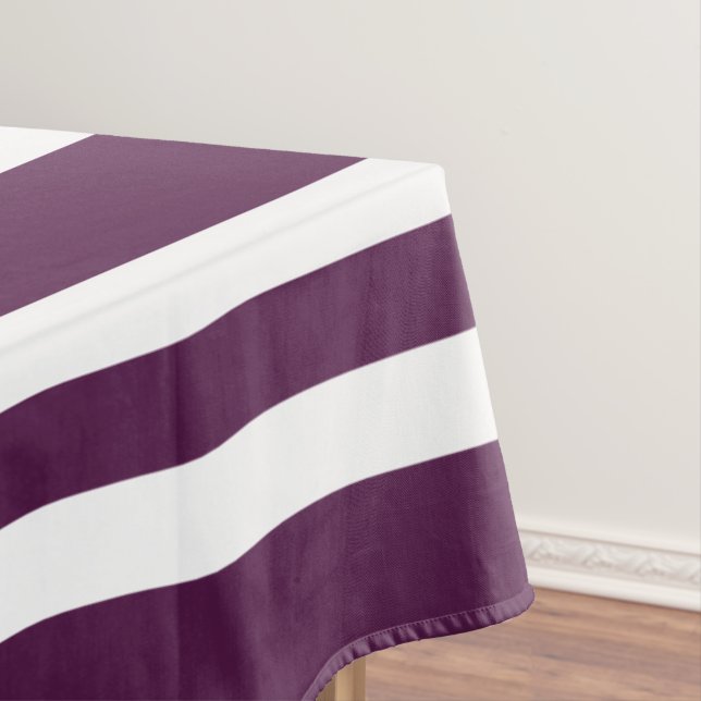 Modern Purple And White Stripes Pattern Tablecloth (In Situ)