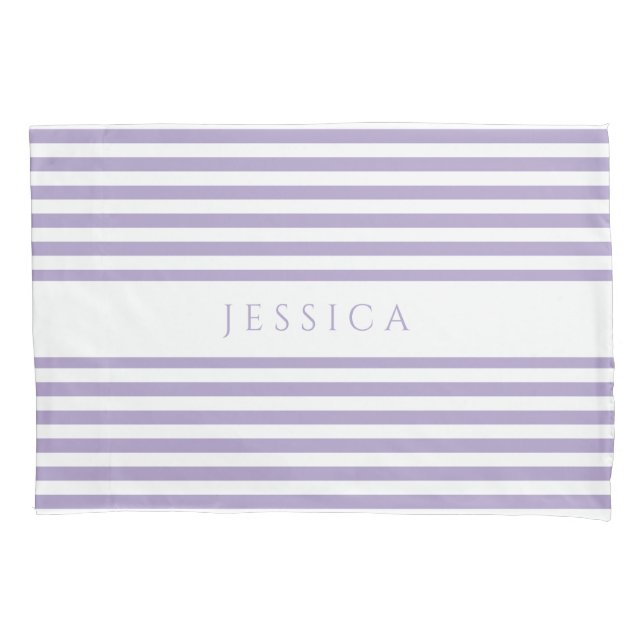 Modern Purple And White Stripes Pillowcase (Front)