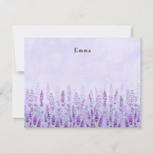 Modern Purple and White Watercolor Lavender Flower Card (Front)