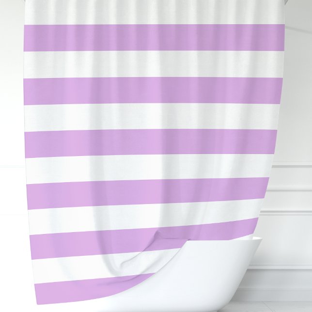 Modern Purple and White Wide Stripes  Shower Curtain (Creator Uploaded)