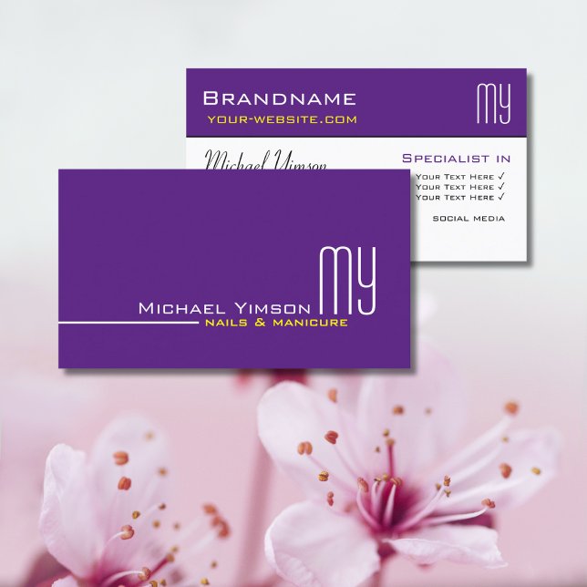Modern Purple and White with Initials Professional Business Card (Creator Uploaded)
