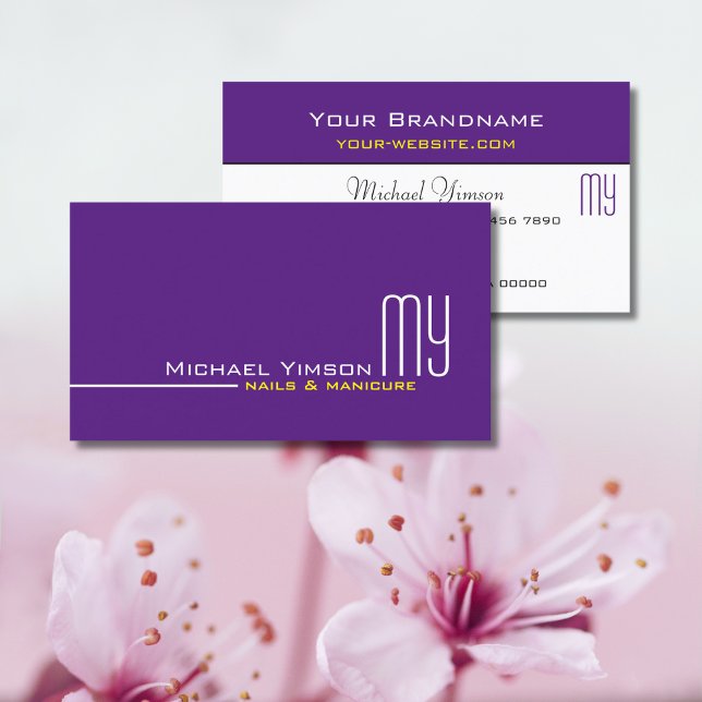 Modern Purple and White with Monogram Professional Business Card (Creator Uploaded)