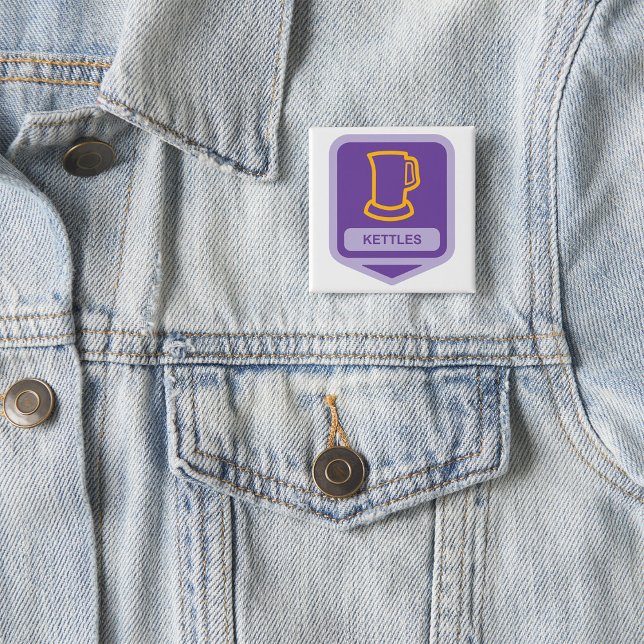 Modern Purple and Yellow Kettles Icon 15 Cm Square Badge (Creator Uploaded)